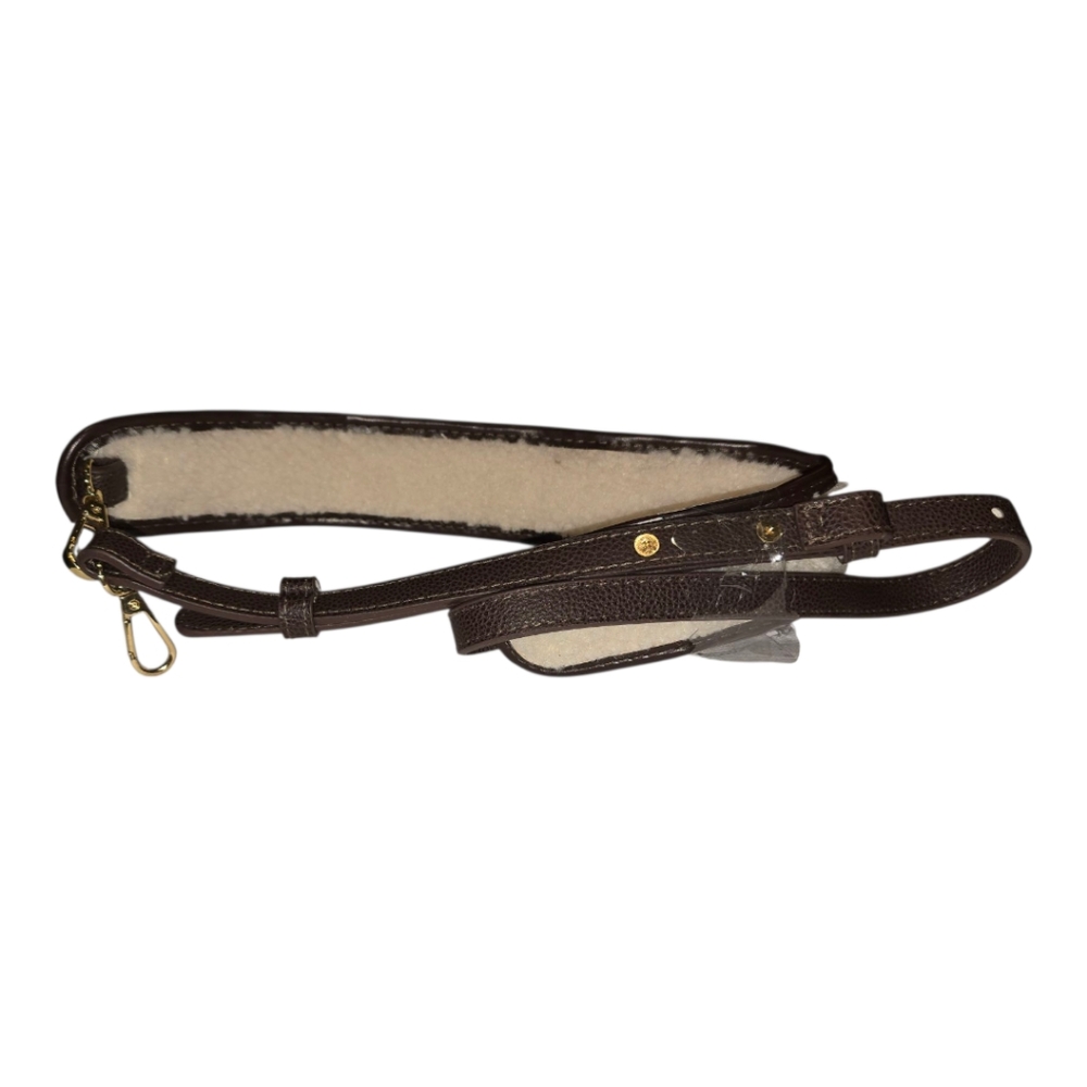 Brown Vegan Leather And Sherpa Crossbody Utility Strap New‎